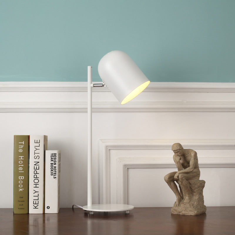 Rotatable Metal Cup Study Light 1 Head Macaron Loft Desk Light with Plug In Cord for Office White Clearhalo 'Lamps' 'Table Lamps' Lighting' 198800