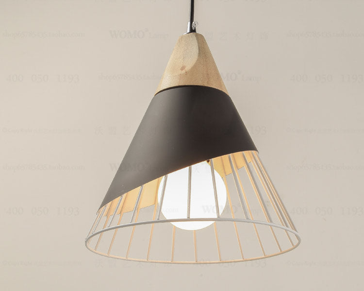 Modernism Cone Pendant Light 1 Light Aluminum and Wood Pendant Ceiling Light in Black/Blue for Dining Table Clearhalo 'Ceiling Lights' 'Modern Pendants' 'Modern' 'Pendant Lights' 'Pendants' Lighting' 19882