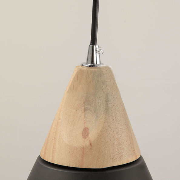 Modernism Cone Pendant Light 1 Light Aluminum and Wood Pendant Ceiling Light in Black/Blue for Dining Table Clearhalo 'Ceiling Lights' 'Modern Pendants' 'Modern' 'Pendant Lights' 'Pendants' Lighting' 19884