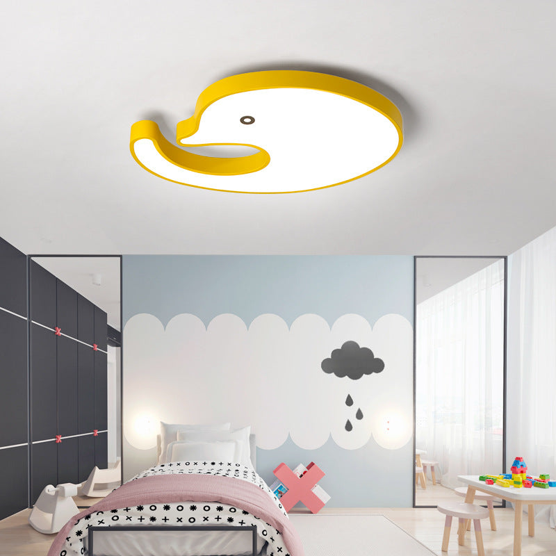 Cartoon Lovely Dolphin Flush Ceiling Light Acrylic Slim Panel LED Ceiling Lamp for Child Bedroom Yellow 24.5" White Clearhalo 'Ceiling Lights' 'Close To Ceiling Lights' 'Close to ceiling' 'Flush mount' Lighting' 198850