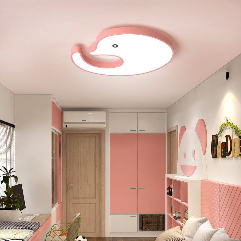 Cartoon Lovely Dolphin Flush Ceiling Light Acrylic Slim Panel LED Ceiling Lamp for Child Bedroom Pink 24.5" Clearhalo 'Ceiling Lights' 'Close To Ceiling Lights' 'Close to ceiling' 'Flush mount' Lighting' 198857