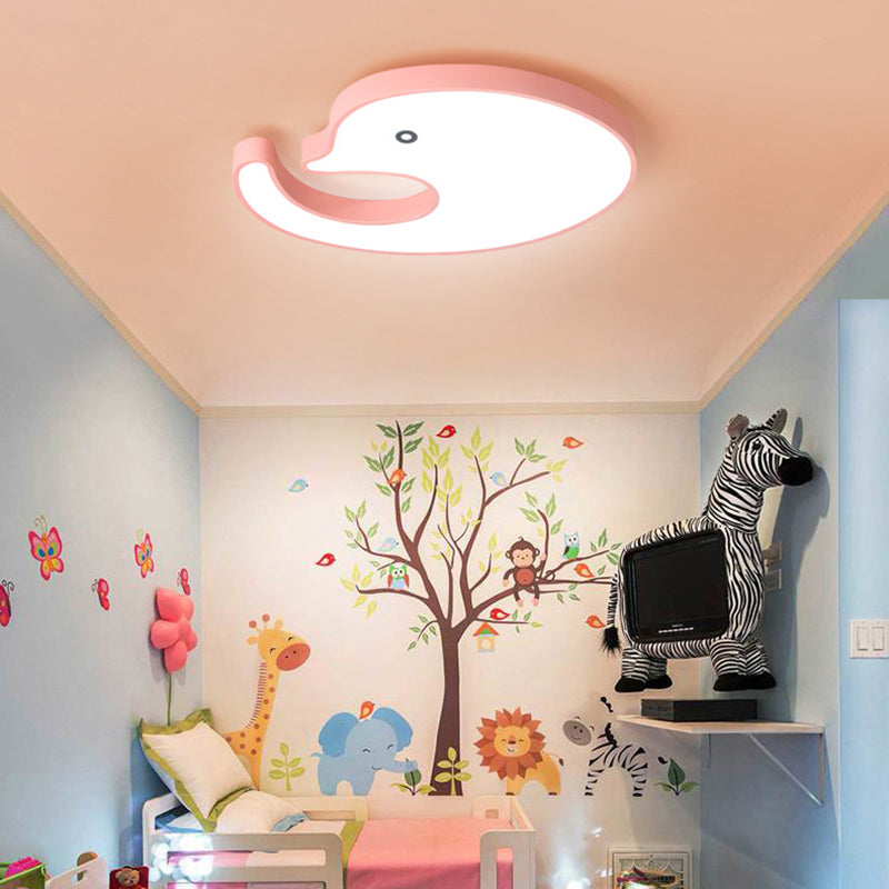 Cartoon Lovely Dolphin Flush Ceiling Light Acrylic Slim Panel LED Ceiling Lamp for Child Bedroom Pink 20.5" Clearhalo 'Ceiling Lights' 'Close To Ceiling Lights' 'Close to ceiling' 'Flush mount' Lighting' 198858