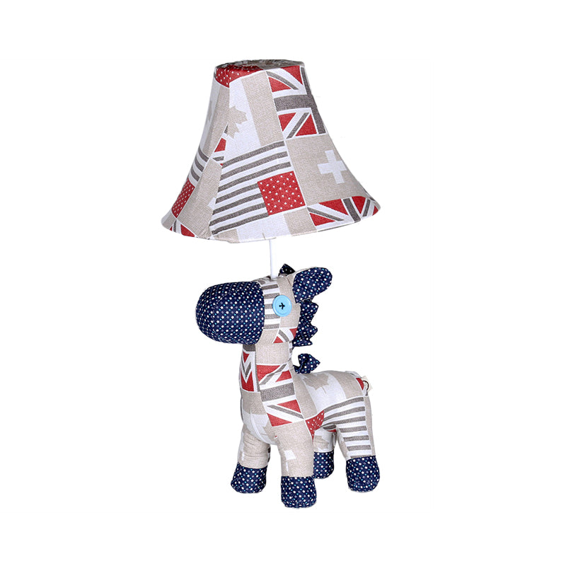 Fabric Pony Desk Light with Tapered Shade and Star/Maple Leaf Pattern 1 Light Cartoon Desk Lamp in White for Study Room Clearhalo 'Lamps' 'Table Lamps' Lighting' 198929