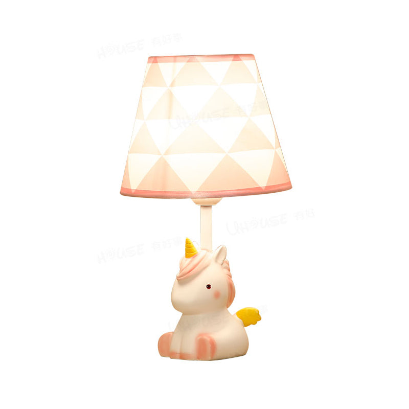 Girls Bedroom Unicorn Desk Light with Fabric Shade Resin 1 Light Desk Lamp in Pink Clearhalo 'Lamps' 'Table Lamps' Lighting' 198945