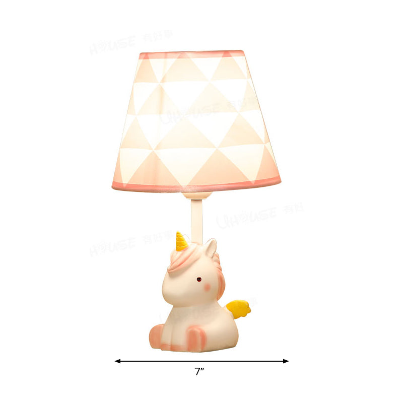 Girls Bedroom Unicorn Desk Light with Fabric Shade Resin 1 Light Desk Lamp in Pink Clearhalo 'Lamps' 'Table Lamps' Lighting' 198946