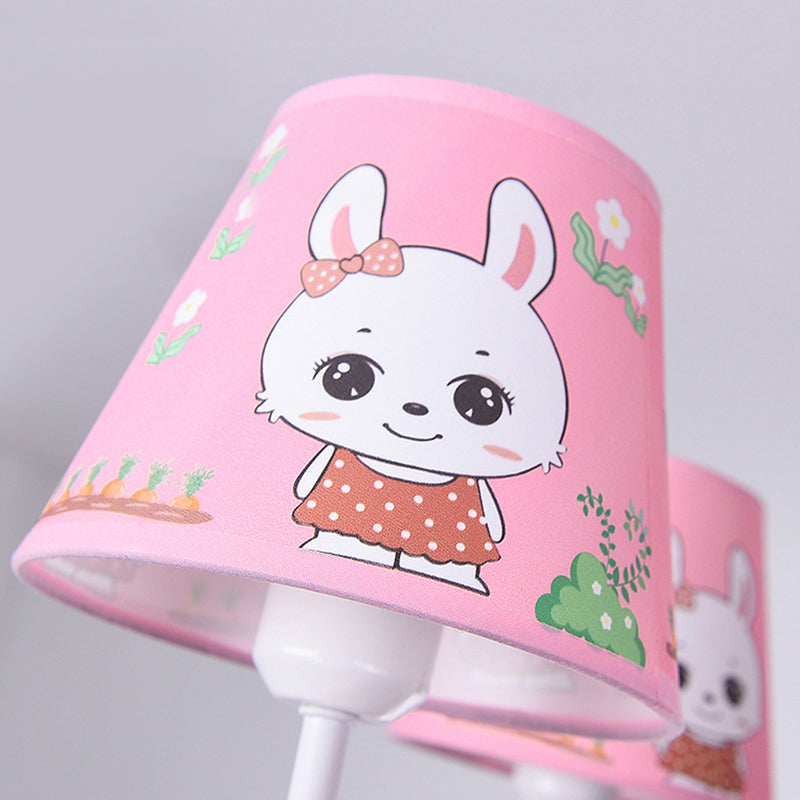 Fabric Tapered Shade Hanging Ceiling Lamp Cartoon Hanging Pendant Lights in Pink for Kindergarten Clearhalo 'Ceiling Lights' 'Chandeliers' Lighting' options 199027