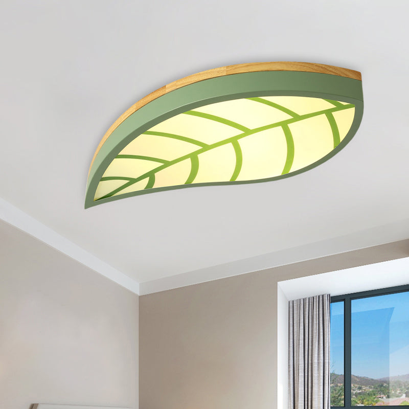 Metal Acrylic Leaf LED Flush Ceiling Light Cartoon Macaron Ceiling Lamp for Child Bedroom Clearhalo 'Ceiling Lights' 'Close To Ceiling Lights' 'Close to ceiling' 'Flush mount' Lighting' 199058