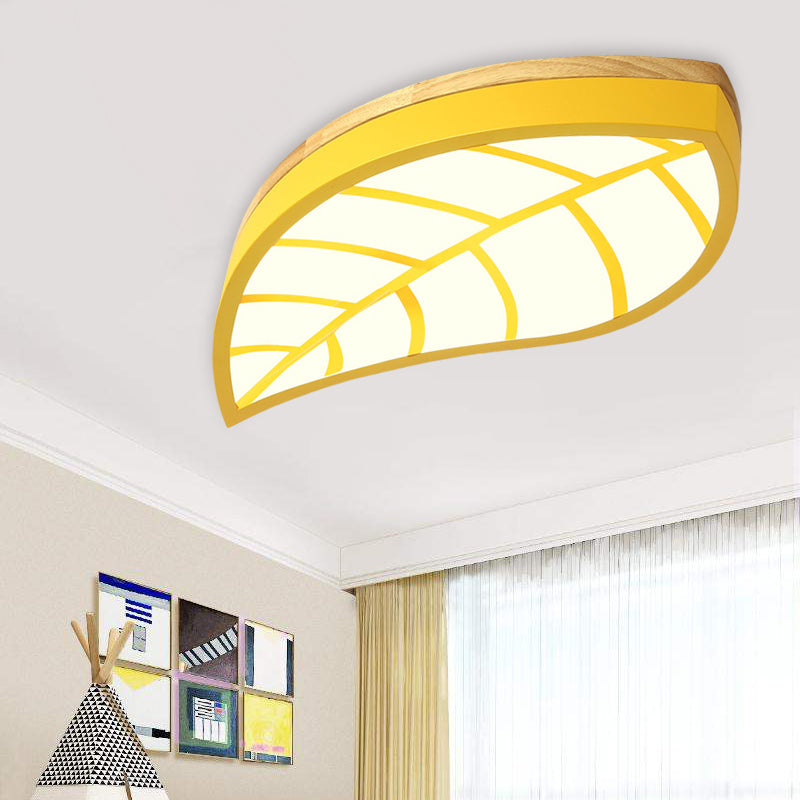 Metal Acrylic Leaf LED Flush Ceiling Light Cartoon Macaron Ceiling Lamp for Child Bedroom Clearhalo 'Ceiling Lights' 'Close To Ceiling Lights' 'Close to ceiling' 'Flush mount' Lighting' 199065