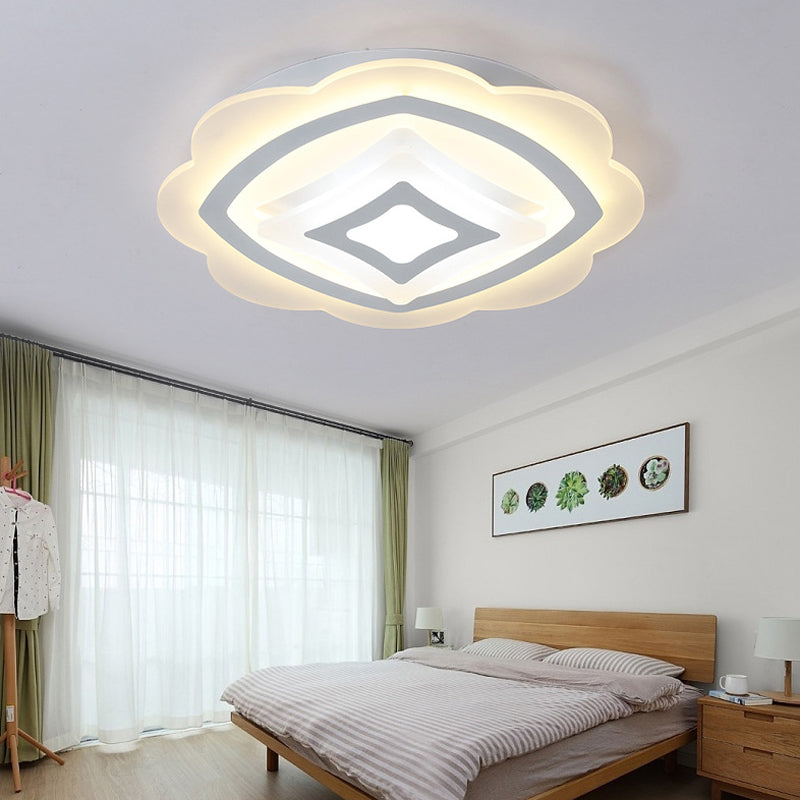 Modern Flower LED Ceiling Mount Light Acrylic Ceiling Fixture Light in White for Kid Bedroom White Clearhalo 'Ceiling Lights' 'Close To Ceiling Lights' 'Close to ceiling' 'Flush mount' Lighting' 199085