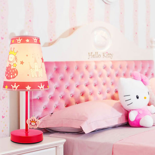 Pink Tapered Shade Desk Light with Princess One Light Lovely Study Light for Girls Bedroom Pink Clearhalo 'Lamps' 'Table Lamps' Lighting' 199100