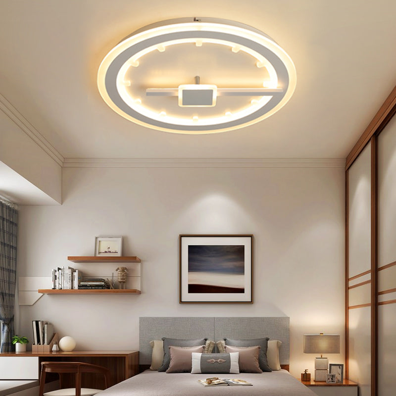 Creative Slim Panel Circle Flush Ceiling Light Acrylic Whit LED Ceiling Lamp for Dining Room White A Clearhalo 'Ceiling Lights' 'Close To Ceiling Lights' 'Close to ceiling' 'Flush mount' Lighting' 199104