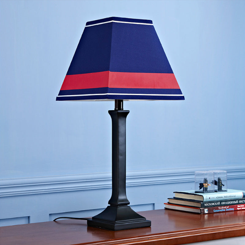 Study Room Craftsman Reading Lamp Fabric 1 Bulb Modern Blue Desk Light with Plug-In Cord Blue Clearhalo 'Lamps' 'Table Lamps' Lighting' 199195