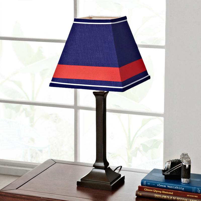 Study Room Craftsman Reading Lamp Fabric 1 Bulb Modern Blue Desk Light with Plug-In Cord Clearhalo 'Lamps' 'Table Lamps' Lighting' 199196