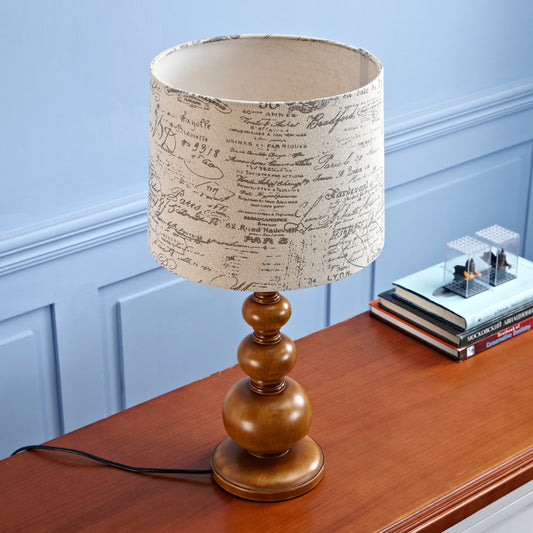 1 Light Cylinder Table Light with Gourd Base Modern Fabric Desk Lamp in Beige for Study Room Beige Clearhalo 'Lamps' 'Table Lamps' Lighting' 199237
