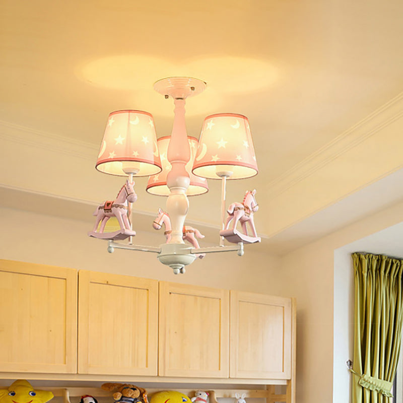 Modern Style Horse Hanging Lamp with Star Fabric Hanging Chandelier for Nursing Room Clearhalo 'Ceiling Lights' 'Chandeliers' Lighting' options 199255