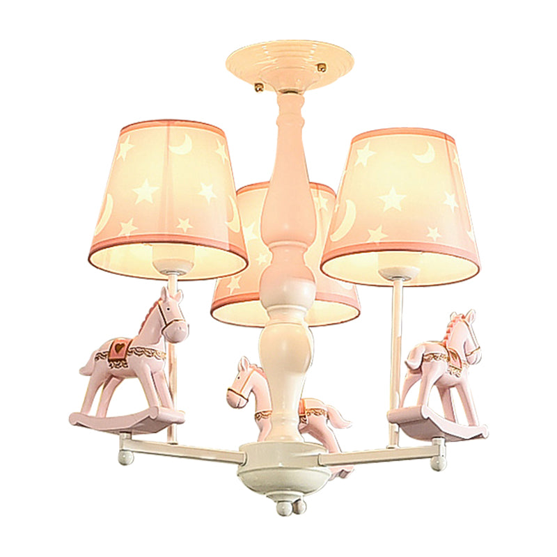 Modern Style Horse Hanging Lamp with Star Fabric Hanging Chandelier for Nursing Room Clearhalo 'Ceiling Lights' 'Chandeliers' Lighting' options 199256