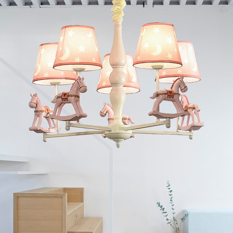 Modern Style Horse Hanging Lamp with Star Fabric Hanging Chandelier for Nursing Room Clearhalo 'Ceiling Lights' 'Chandeliers' Lighting' options 199259