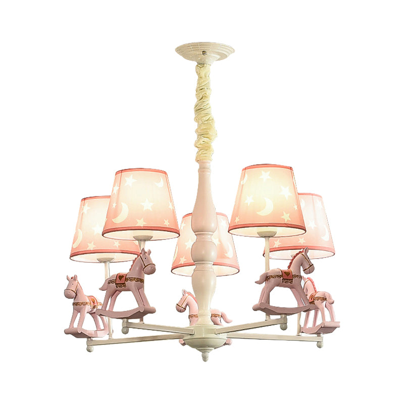 Modern Style Horse Hanging Lamp with Star Fabric Hanging Chandelier for Nursing Room Clearhalo 'Ceiling Lights' 'Chandeliers' Lighting' options 199260