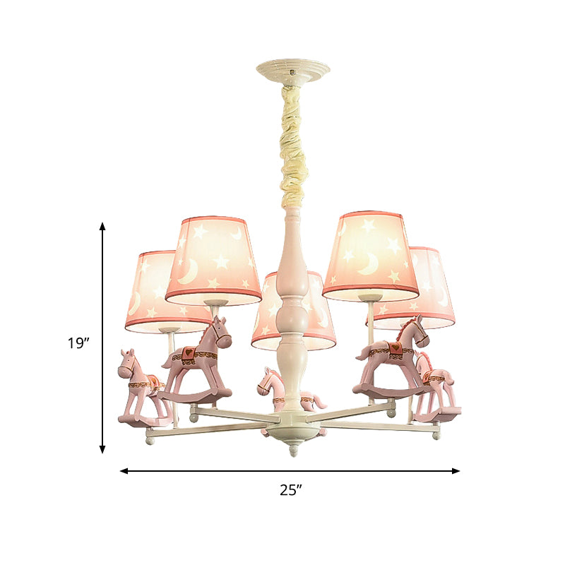 Modern Style Horse Hanging Lamp with Star Fabric Hanging Chandelier for Nursing Room Clearhalo 'Ceiling Lights' 'Chandeliers' Lighting' options 199261