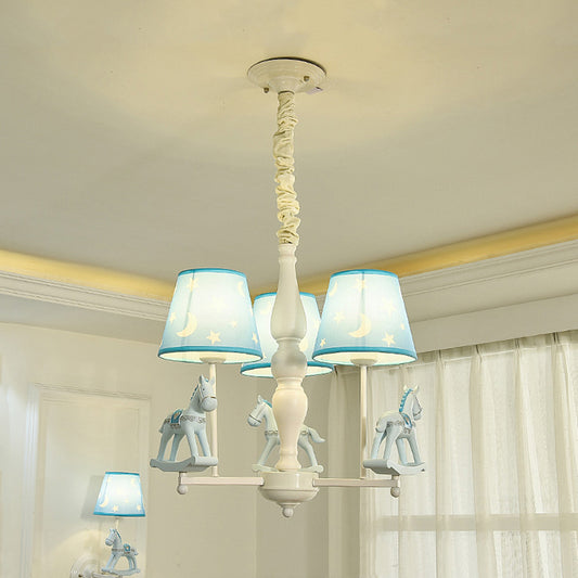 Modern Style Horse Hanging Lamp with Star Fabric Hanging Chandelier for Nursing Room Clearhalo 'Ceiling Lights' 'Chandeliers' Lighting' options 199262