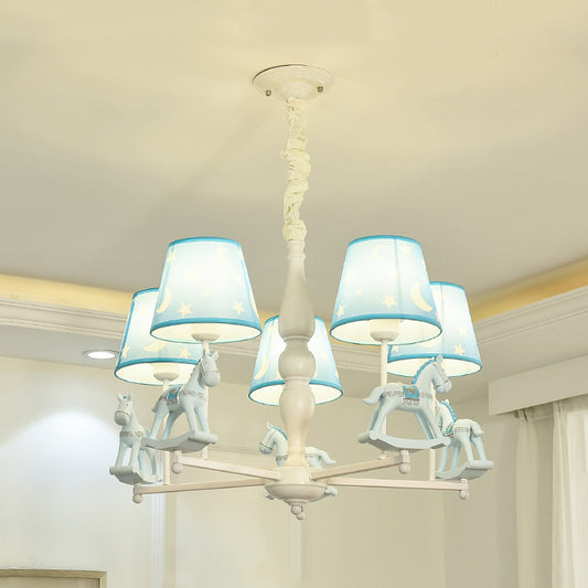 Modern Style Horse Hanging Lamp with Star Fabric Hanging Chandelier for Nursing Room Clearhalo 'Ceiling Lights' 'Chandeliers' Lighting' options 199264