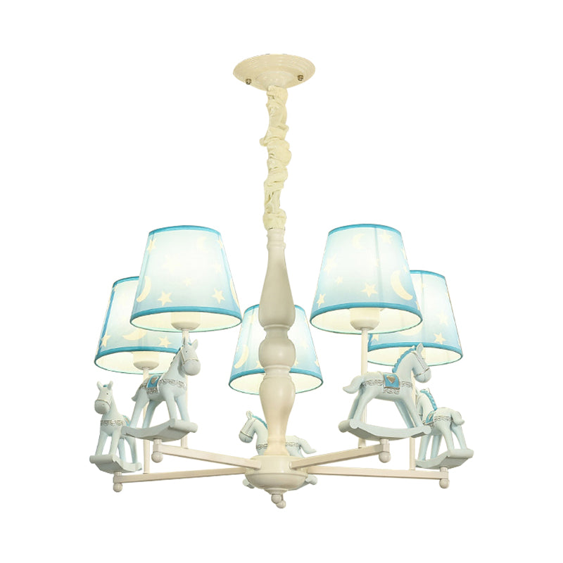 Modern Style Horse Hanging Lamp with Star Fabric Hanging Chandelier for Nursing Room Clearhalo 'Ceiling Lights' 'Chandeliers' Lighting' options 199265