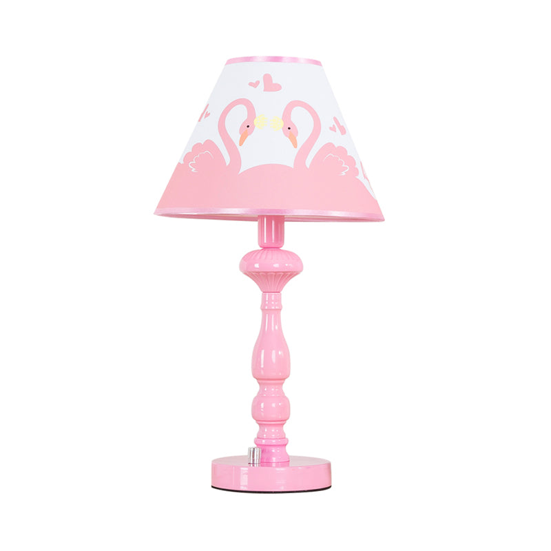 Pink Tapered Shade Desk Light One Head Modern Stylish Fabric Study Light for Girls Bedroom Clearhalo 'Lamps' 'Table Lamps' Lighting' 199285