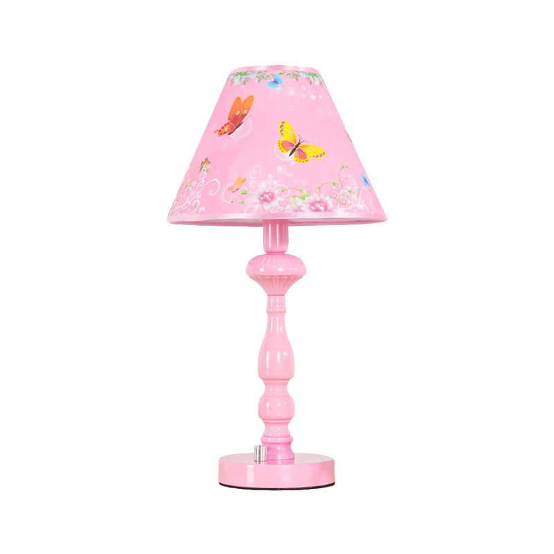 Pink Tapered Shade Desk Light One Head Modern Stylish Fabric Study Light for Girls Bedroom Clearhalo 'Lamps' 'Table Lamps' Lighting' 199288