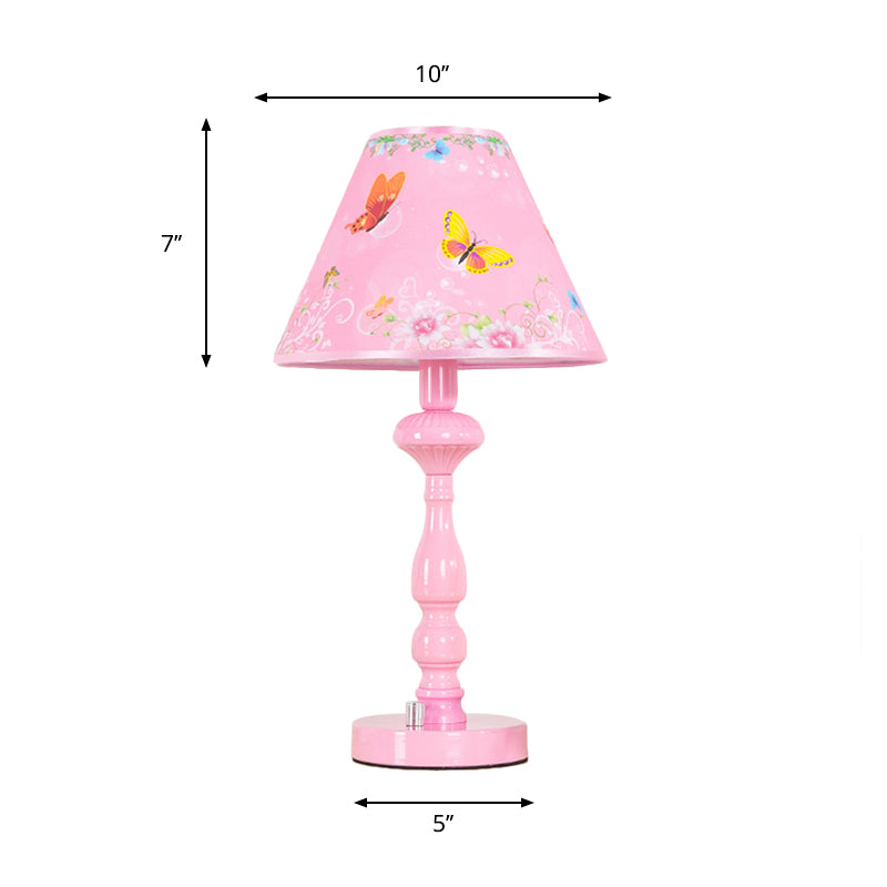 Pink Tapered Shade Desk Light One Head Modern Stylish Fabric Study Light for Girls Bedroom Clearhalo 'Lamps' 'Table Lamps' Lighting' 199289