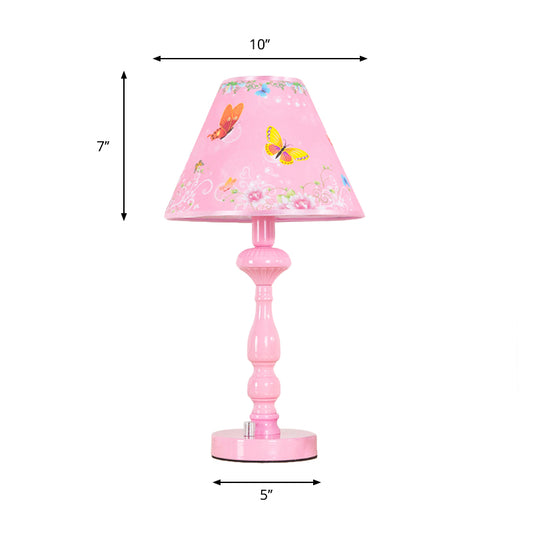 Pink Tapered Shade Desk Light One Head Modern Stylish Fabric Study Light for Girls Bedroom Clearhalo 'Lamps' 'Table Lamps' Lighting' 199289