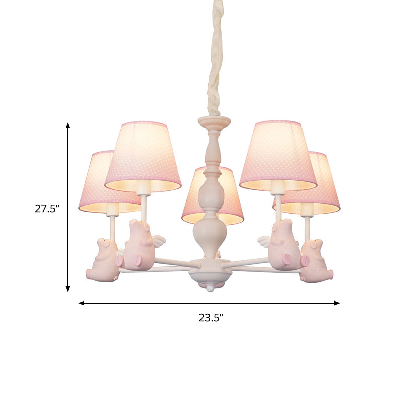 Contemporary 5/6 Lights Ceiling Light Animal Fabric and Metal Hanging Chandelier for Child Bedroom Clearhalo 'Ceiling Lights' 'Chandeliers' Lighting' options 199300