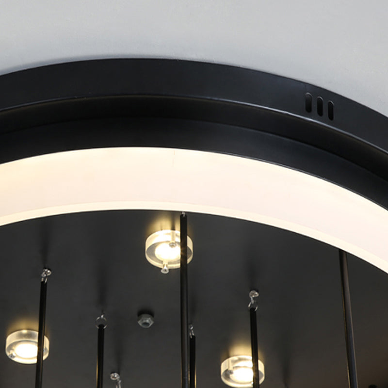 Black Circle Flush Ceiling Light with Star and Fairy Romantic Acrylic LED Ceiling Lamp for Boutique Clearhalo 'Ceiling Lights' 'Close To Ceiling Lights' 'Close to ceiling' 'Flush mount' Lighting' 199313