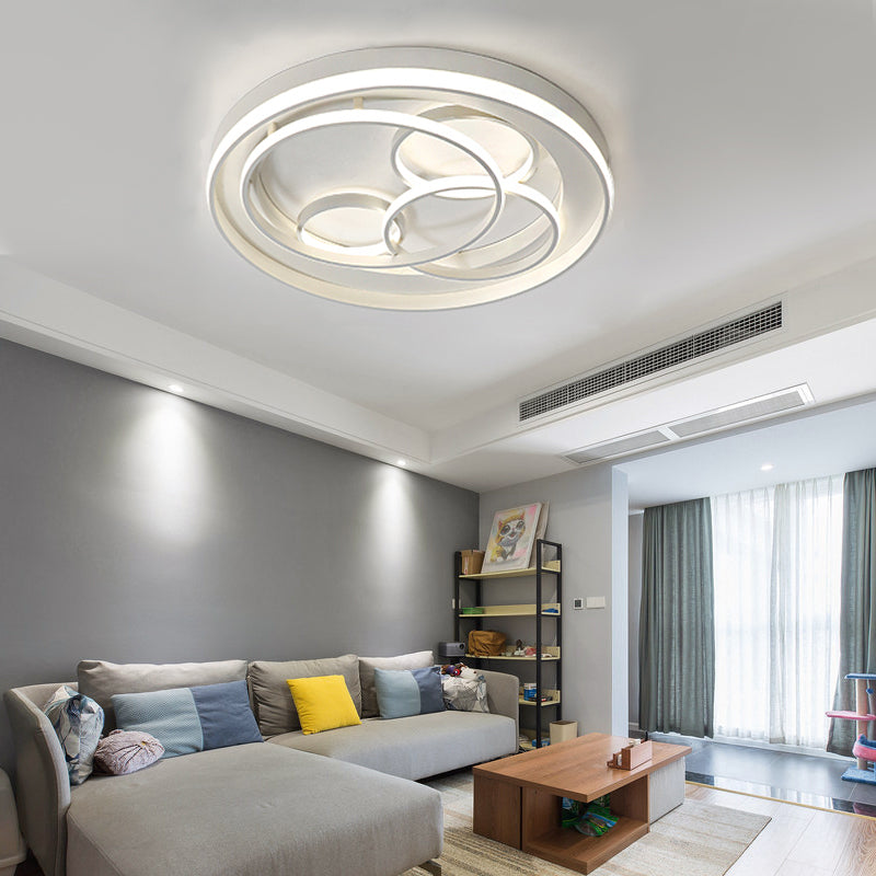 Living Room Ring LED Flushmount Light Acrylic Contemporary White Ceiling Lamp Clearhalo 'Ceiling Lights' 'Close To Ceiling Lights' 'Close to ceiling' 'Flush mount' Lighting' 199437