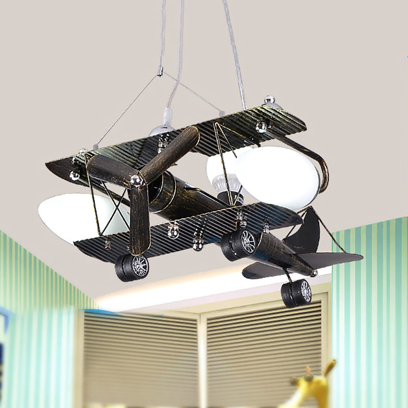 Modern Fighter Plane Hanging Lights Metal Chandelier in Bronze for Kid Bedroom Clearhalo 'Ceiling Lights' 'Chandeliers' Lighting' options 199691