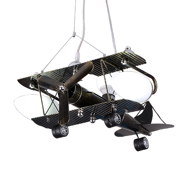 Modern Fighter Plane Hanging Lights Metal Chandelier in Bronze for Kid Bedroom Clearhalo 'Ceiling Lights' 'Chandeliers' Lighting' options 199693