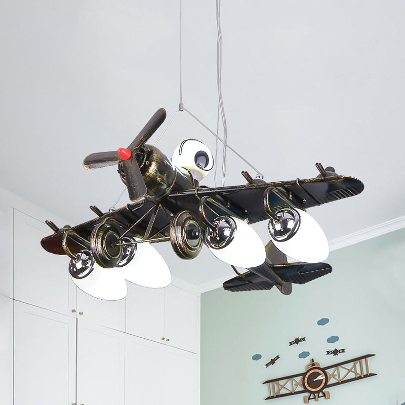 Modern Fighter Plane Hanging Lights Metal Chandelier in Bronze for Kid Bedroom Clearhalo 'Ceiling Lights' 'Chandeliers' Lighting' options 199695