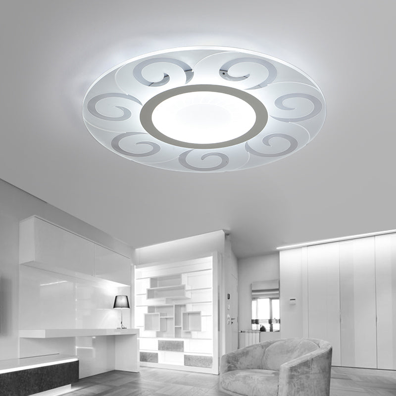 Acrylic Blossom LED Flush Mount Light Nordic Style Modern Ceiling Lamp in White for Study Room White White Clearhalo 'Ceiling Lights' 'Close To Ceiling Lights' 'Close to ceiling' 'Flush mount' Lighting' 199781