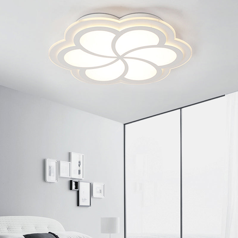 Kids Blossom Shaped Flush Mount Light Acrylic LED Ceiling Lamp in White for Balcony Porch White Third Gear Clearhalo 'Ceiling Lights' 'Close To Ceiling Lights' 'Close to ceiling' 'Flush mount' Lighting' 199833