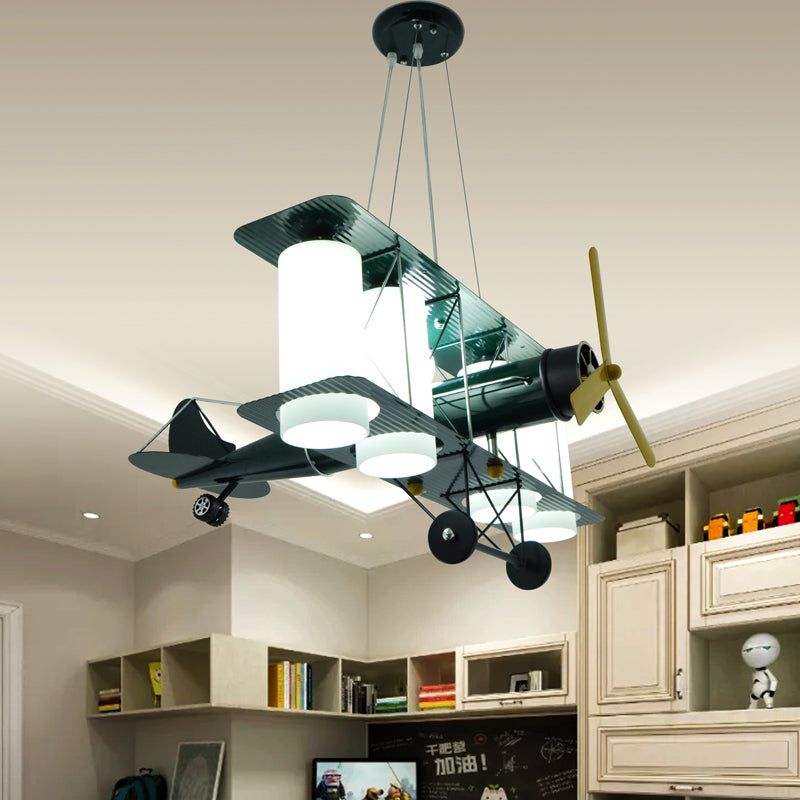 Chic Modern Battle Plane Hanging Chandelier Metal Hanging Lamp Fixture for Bedroom Green Clearhalo 'Ceiling Lights' 'Chandeliers' Lighting' options 199971_e67f7175-1eed-40bc-9454-8df2361cfe83