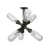 Black Sconce Light Industrial Metal 4/5/6 Light Capsule Shade Wall Lighting Fixture for Living Room with Pipe Design Clearhalo 'Ceiling Lights' 'Close To Ceiling Lights' 'Close to ceiling' 'Semi-flushmount' Lighting' 199995