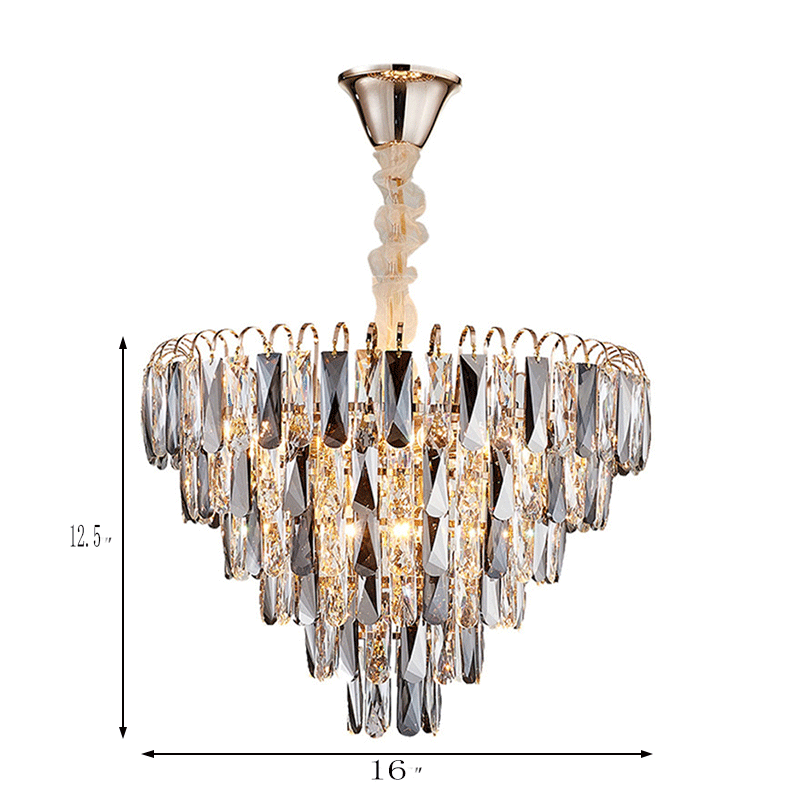 Faceted Crystal Block Tapered Chandelier Light Contemporary 4 Lights Gold Ceiling Light Clearhalo 'Ceiling Lights' 'Chandeliers' 'Modern Chandeliers' 'Modern' Lighting' 1_9eebfeb2-fc55-4253-8f8d-7f79c3853b8f