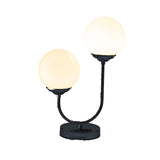 2 Heads Bedroom Table Light Modern Black Small Desk Lamp with Globe Opal Glass Shade Black Clearhalo 'Lamps' 'Table Lamps' Lighting' 1_fa5baa5c-ce07-4b47-a23f-e0154cbcd27f