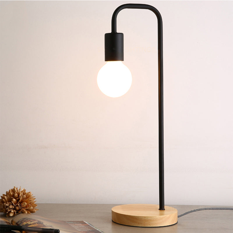 Dormitory Bare Shade Desk Light Metal 1 Head Simple Style Desk Lamp with Plug-In Cord Black Clearhalo 'Lamps' 'Table Lamps' Lighting' 200085