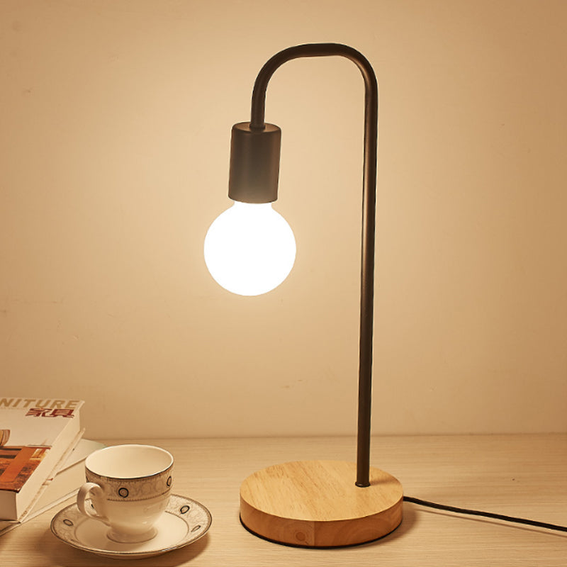 Dormitory Bare Shade Desk Light Metal 1 Head Simple Style Desk Lamp with Plug-In Cord Clearhalo 'Lamps' 'Table Lamps' Lighting' 200086