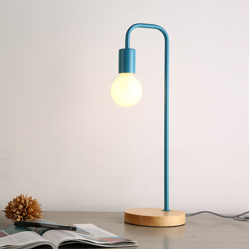 Dormitory Bare Shade Desk Light Metal 1 Head Simple Style Desk Lamp with Plug-In Cord Blue Clearhalo 'Lamps' 'Table Lamps' Lighting' 200089