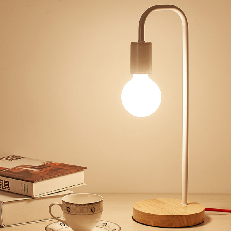 Dormitory Bare Shade Desk Light Metal 1 Head Simple Style Desk Lamp with Plug-In Cord White Clearhalo 'Lamps' 'Table Lamps' Lighting' 200093