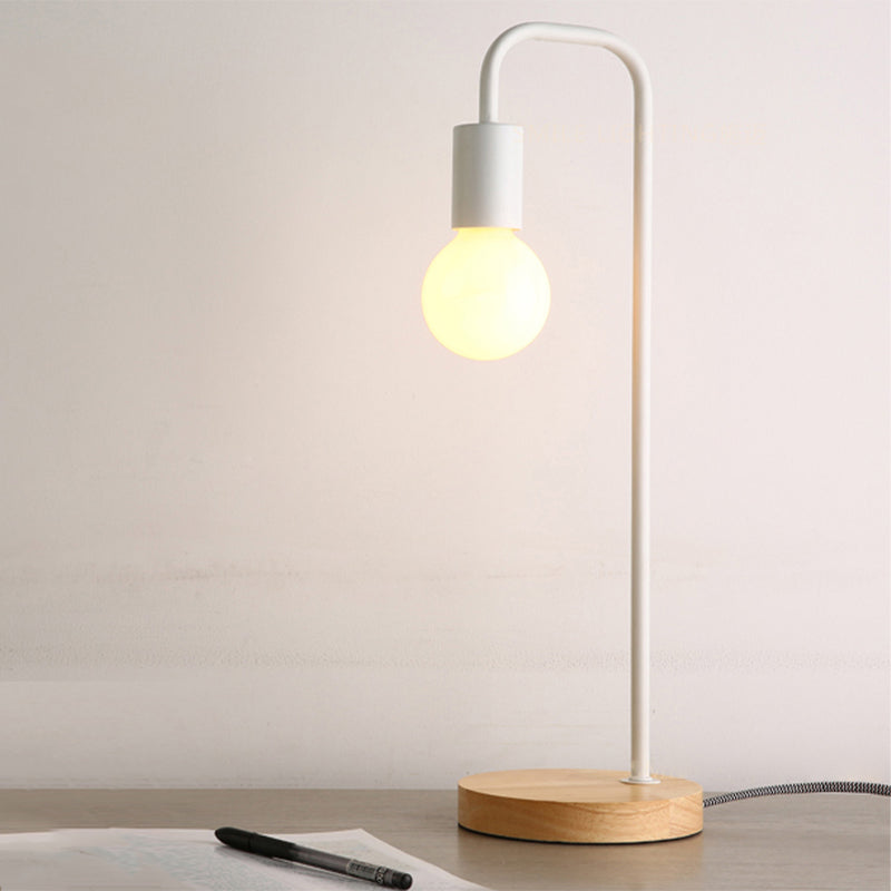 Dormitory Bare Shade Desk Light Metal 1 Head Simple Style Desk Lamp with Plug-In Cord Clearhalo 'Lamps' 'Table Lamps' Lighting' 200094