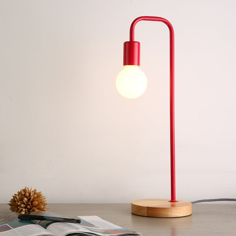 Dormitory Bare Shade Desk Light Metal 1 Head Simple Style Desk Lamp with Plug-In Cord Red Clearhalo 'Lamps' 'Table Lamps' Lighting' 200096