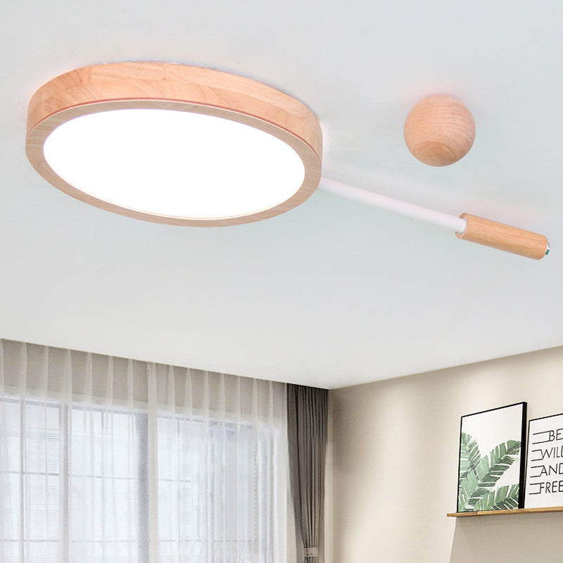 Creative Tennis Shape Flush Mount Light Acrylic & Wood LED Ceiling Light in Beige for Kindergarten Clearhalo 'Ceiling Lights' 'Close To Ceiling Lights' 'Close to ceiling' 'Flush mount' Lighting' 200186