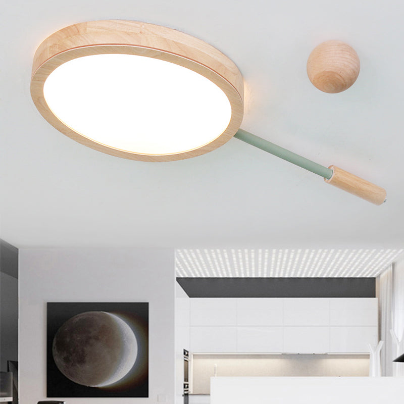 Creative Tennis Shape Flush Mount Light Acrylic & Wood LED Ceiling Light in Beige for Kindergarten Green Clearhalo 'Ceiling Lights' 'Close To Ceiling Lights' 'Close to ceiling' 'Flush mount' Lighting' 200192